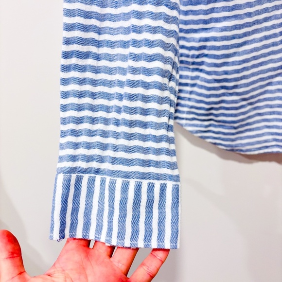 COLUMBIA Blue and white striped cotton button down shirt - Picture 5 of 8